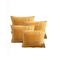 Genérico - Juego De 4 Fundas De Cojin 45Cmx45Cm Bordado De Linea Color Amarillo