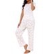 thumbnail image 4 of INSPIRE CHIC Conjunto de Salón para Mujeres Manga Corta Volante Estampado Floral Cuello Redondo Pantalones de Pierna Ancha 2 Piezas Pijamas XL Blanco, 4 of 6