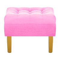 Bodevir - Pouf Wood 1C Felpa 01 Rosado