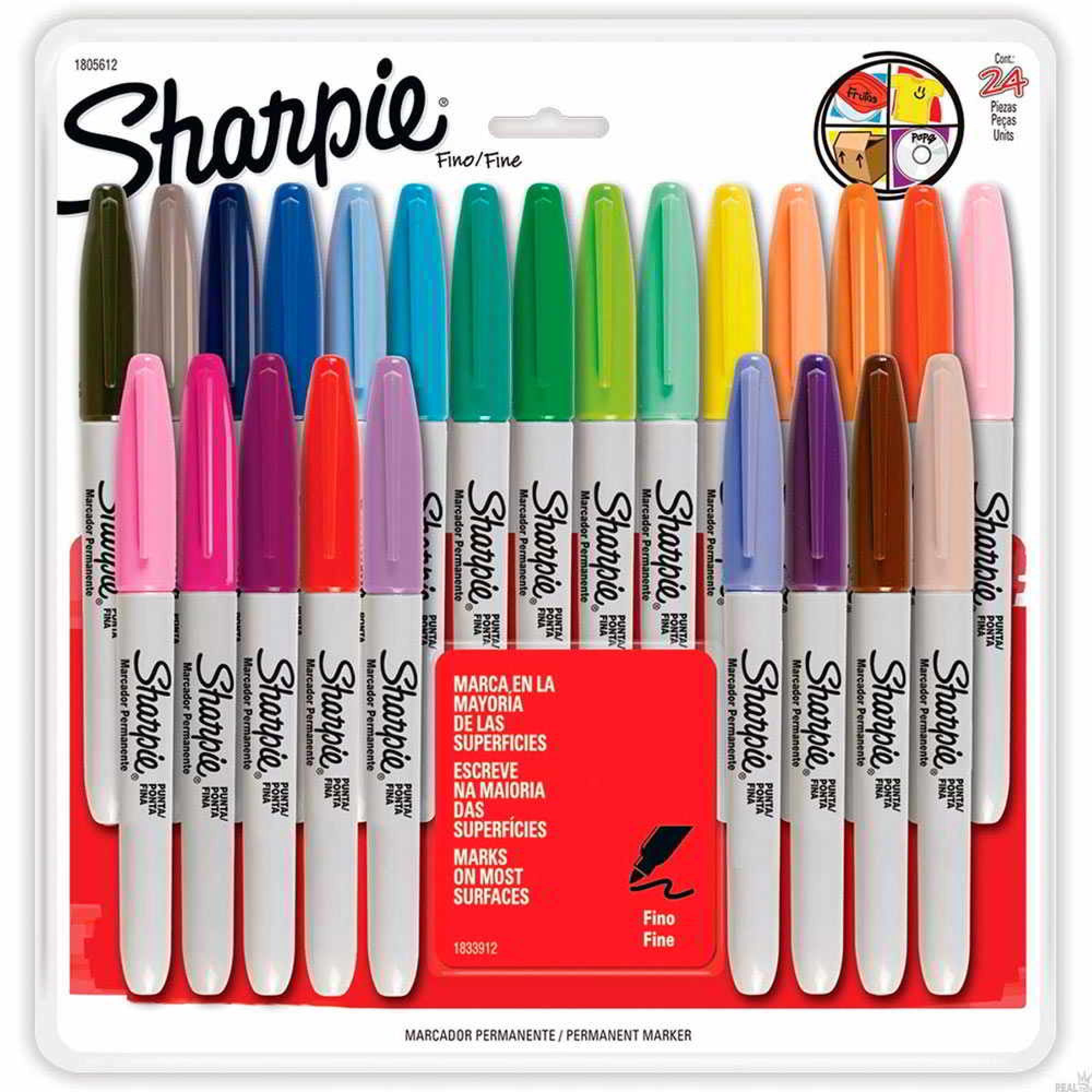 Marcadores Permanentes Color Burst Punta Ultra Fina, Pack 24 Un 1 Un Sharpie