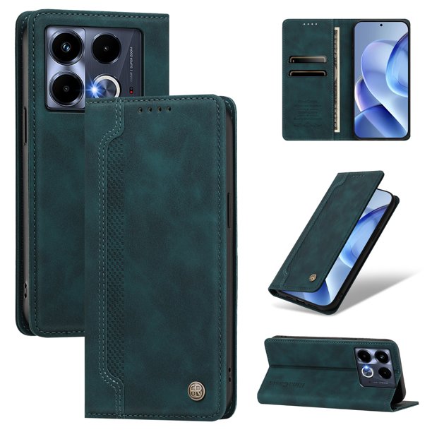 Funda Billetera para Infinix Note 40 4G Imán y Resistente Verde