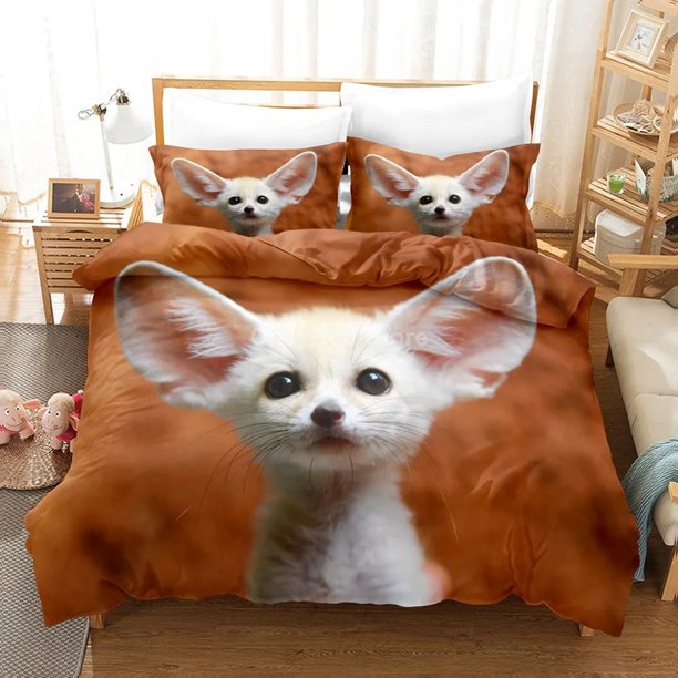 Lovely Fennec Fox Bedding Set Animal Bed Linen Quilt Duvet Cover Sets Home Decor Fashion Kawaii Gift