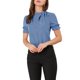 thumbnail image 1 of INSPIRE CHIC Blusas de Mujer de Color Sólido con Lazo en el Cuello, Mangas Cortas, para Regreso a Clases y Uso en el Trabajo, Azul S, 1 of 7