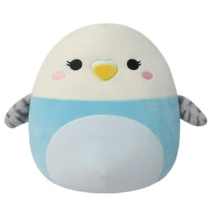 Peluche Squishmallows Tycho Con Forma De Periquito Azul Y Blanco, 35 Cm