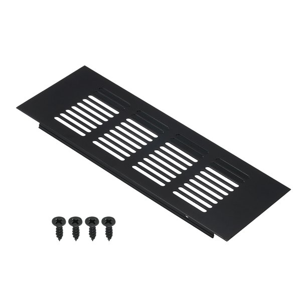 Uxcell 8"x3" Cubierta de Ventilación Rectangular Rejilla de Puerta Cubierta de Ventilación con Lamas con Tornillos para Gabinete Negro