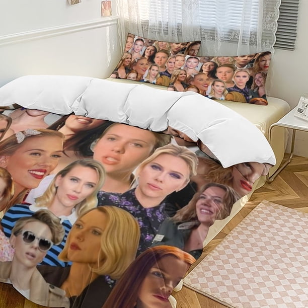 Scarlett Johansson Family Bed 3 Piece Set Personalized Bedding Decor for Kids And Teens Anime Student Dormitory Cover