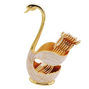 Magideal - De Cubiertos Almacenamiento Cubiertos Caddy Postre Tenedores Estante Cisne Vajilla Soporte Base Para Pequeña Sala De Cocina Banquetes Cumpleaños , Oro