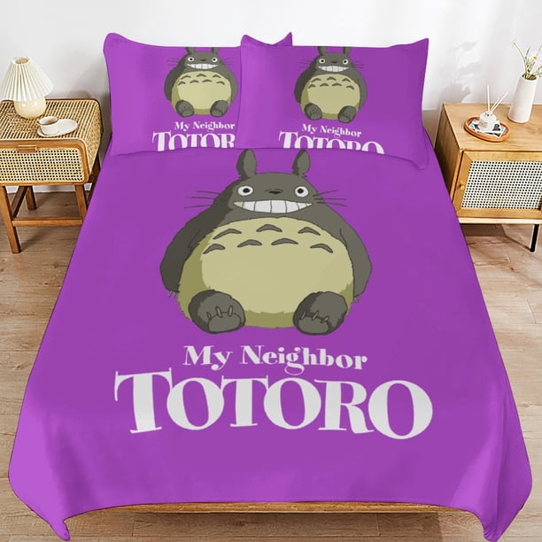 x372 My Neighbor Totoro Bed Duvet Cover Microfiber Bedding Sets 3D Printed Lightweight 3 Piece Comforter Sets, 1 Duvet Cover And 2 Pillow Shams for Kids Boys Girls 90"x90" jn372