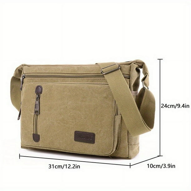 1pc Men's Crossbody Messenger Bag Canvas Bag With Upgrade Thickened Canvas Material Messenger Bag Singel Shoulder Large Capacity Bag Large Capacity Multi-Pocket