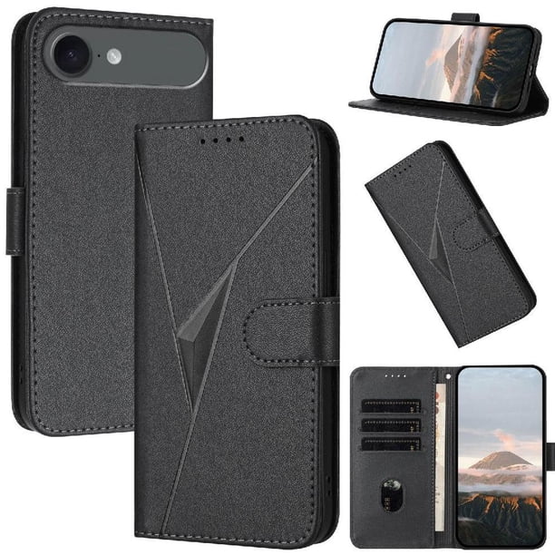 Funda Cartera Fibra de Carbono para iPhone Air con Soporte y Cierre Magnético Negro
