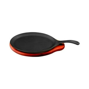 Lugano - Plancha Oval 24 Cm Fierro Y Base Madera Negro