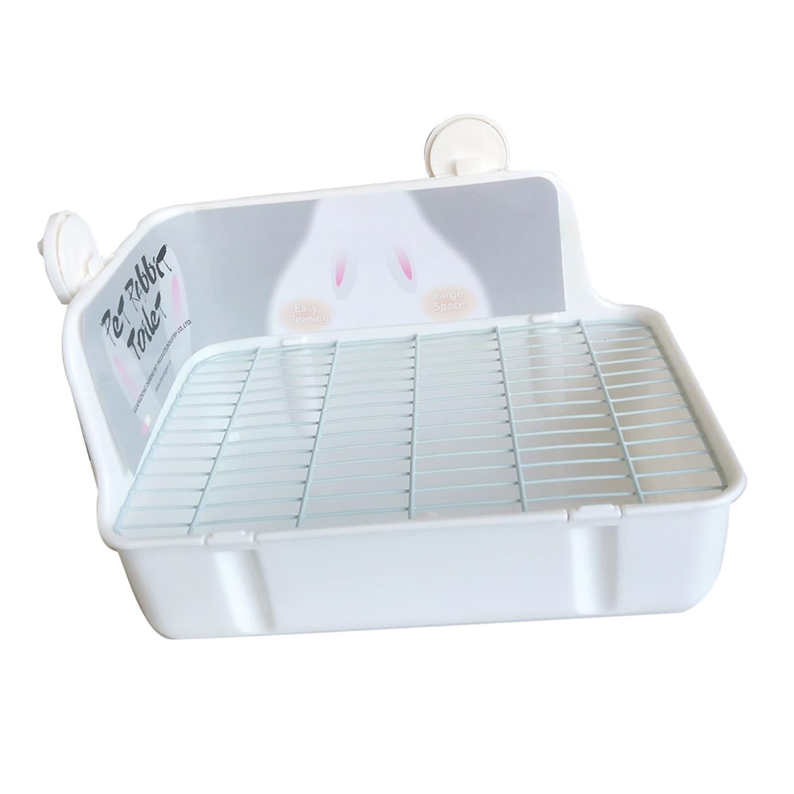 Magideal - Caja De Arena Para Conejos, Bandeja Portátil Para Entrenador De Orinal, Jaula De Ropa De Cama Estable Para Interiores, Inodoro Duradero Para Mascotas , Gris Blanco Blanco Gris