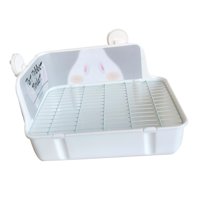 Magideal - Caja De Arena Para Conejos, Bandeja Portátil Para Entrenador De Orinal, Jaula De Ropa De Cama Estable Para Interiores, Inodoro Duradero Para Mascotas , Gris Blanco Blanco Gris