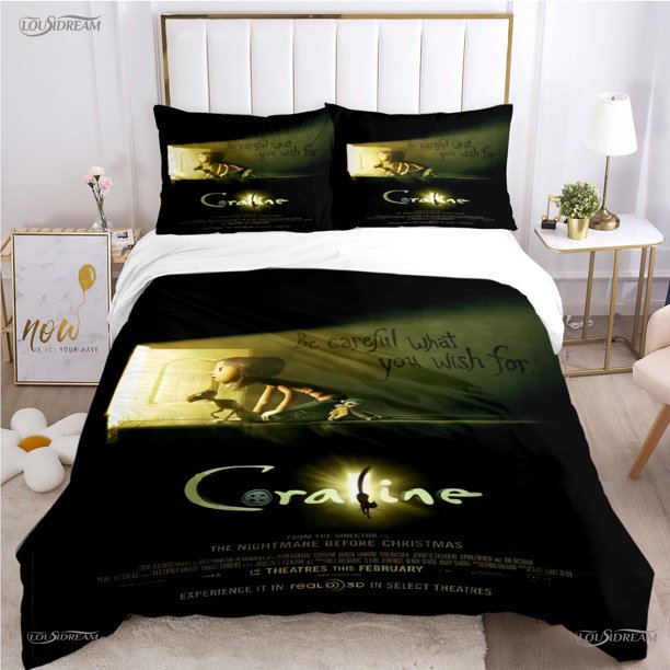 Coraline Animated Movie All Season Duvet casal Cover Bedding Sets Soft Quilt Cover and Pillowcases Teen Single/Double/Queen/ Bed Sheets