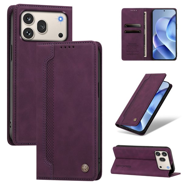 Funda Billetera para Honor 600/600 Pro 5G Imán y Resistente Morado