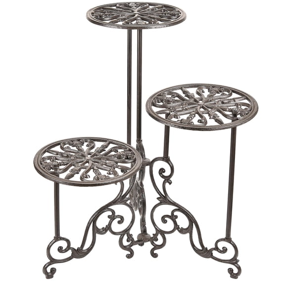 Soporte para plantas Sungmor de hierro fundido plegable de 3 niveles, 61 cm de alto