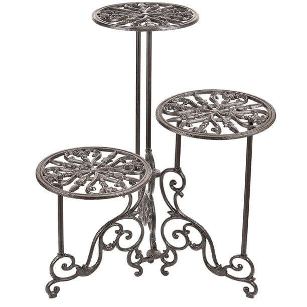 Soporte para plantas Sungmor de hierro fundido plegable de 3 niveles, 61 cm de alto