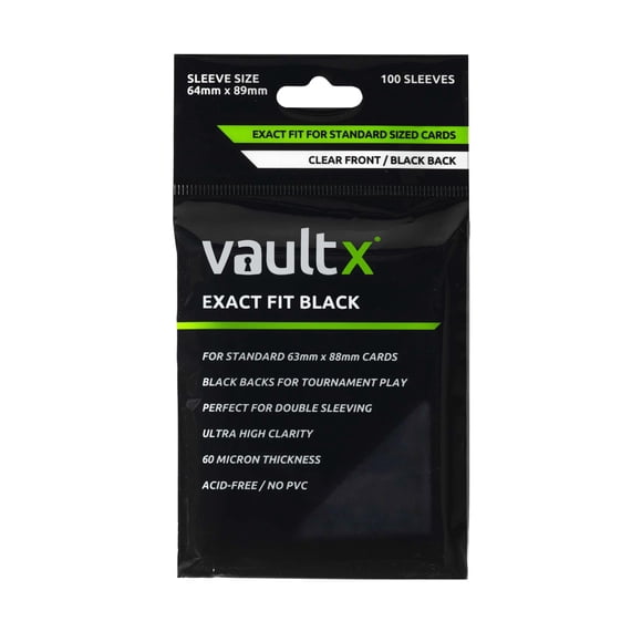 Fundas para cartas Vault X Exact Fit, reverso negro, paquete de 100