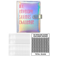 Magideal - Carpeta De Desafíos De Ahorro De Dinero De 100 Sobres, Planificador De Presupuesto De Ahorro De Dinero, Planificación Y Ahorro $5050, Libro De Ahorro , Plata Brillante