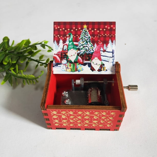 Delightful Wooden Antique Carved Hand Cranked Music Box - Perfect Christmas Gift for Kids, Mom, Dad, Friends & More!