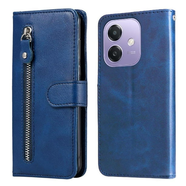 Funda con Cremallera para OPPO A5x 4G/5G, Carcasa Cartera de Cuero PU con Soporte y Tarjetero