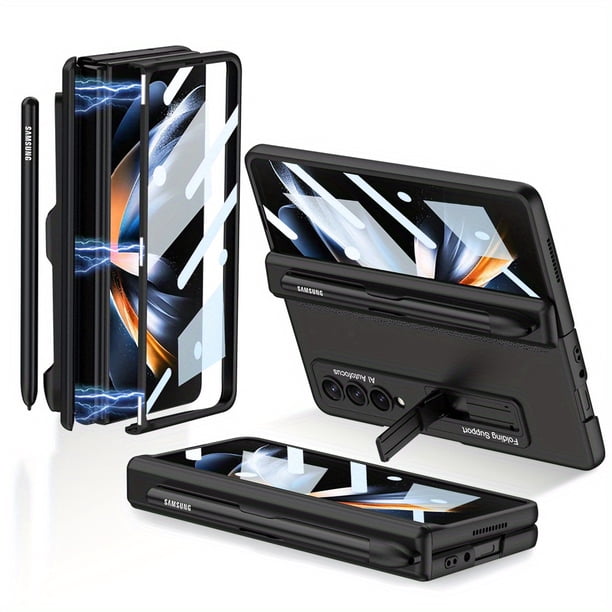 For Samsung FOLD4 5G Mobile Phone Case W23 Protective Case Folding Screen Full-package Anti-fall With Bracket With Pen Slot Case Film Integrated Lens Protection Matte Hard Case