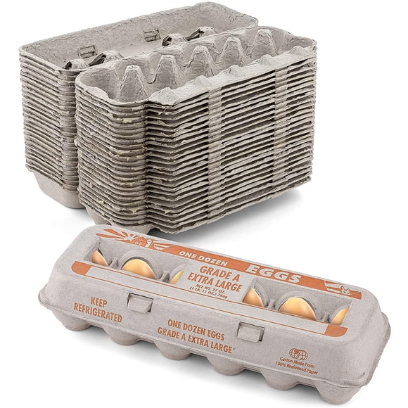 Cartones de huevos MT Products con pulpa natural impresa, 1 docena XL (25)