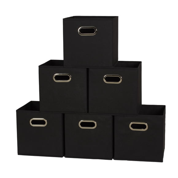 Set de 6 cubos plegables para almacenamiento Household Essentials 80-1, color negro
