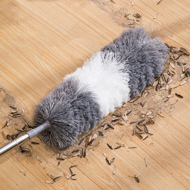 Effortlessly Clean Every Nook and Cranny with Our Reusable Microfiber Feather Duster - 1pc Gray Duster with 100 Inches Extra Long Extension Pole for Cleaning Ceiling Fan, High Ceiling, Blinds, Furnitu