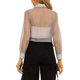 thumbnail image 3 of INSPIRE CHIC Camisa de Mujer con Botones al Frente, Cuello en Punta, Malla Transparente, Mangas Largas, Talla XS, Gris, 3 of 7