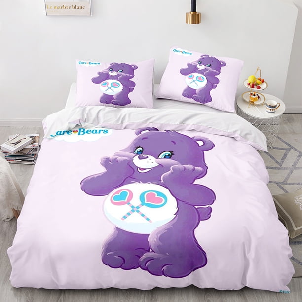 Bed SheetsCartoon Anime Care Bears Duvet Cover Set Kawaii Carebears Quilt Cover Pillowcase Set Bedding Set Kids Bedroom Decor Full Size 3-Piece