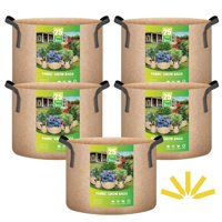 Ipower - Paquete De 5 Bolsas De Cultivo De 25 Galones Color Canela, Macetas De Tela No Tejida Con Asa Reforzada, Resistentes Y Con Ventilación Para Tomates, Frutas, Verduras Y Flores.