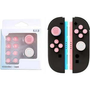 Tapas De Botón Aaronmei Silicona Para Switch 2 Rosa Blanco