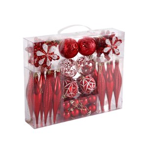 Magideal - 40X Bolas De Cristal Navideñas, Pequeños Colgantes Navideños, Adornos Navideños Decorativos Para Aniversario, Interior, Exterior, Porche, Patio, Casa, Rojo