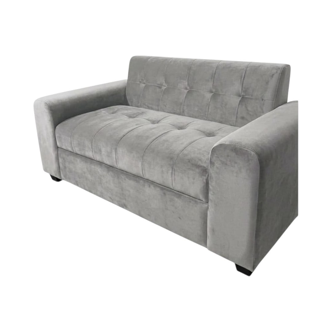 Diseños Valestrini - Sofa Tres Cuerpos Brazo Redondo Felpa Gris Claro