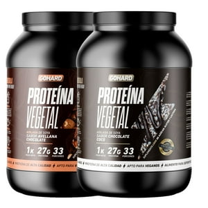 Gohard - Pack Proteinas Vegetales 2Kg Total 66Sv Chocolate Avellana-Chocolate Coco