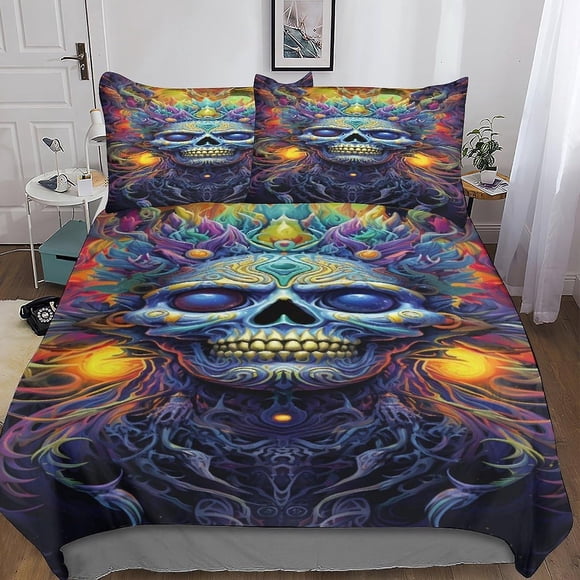 Juego De Funda Nórdica Con Estampado 3d De Calavera Gótica Microfibra Cepillada Suave Fundas Nórdicas Creativas Con Calaveras Fácil Cuidado Juegos De Ropa De Cama De Calidad Hotelera Con