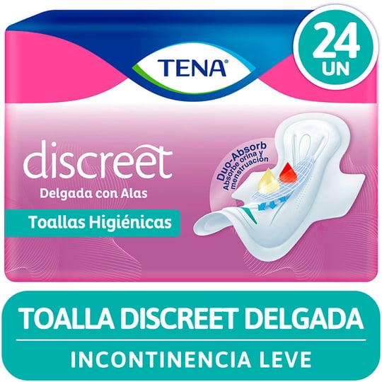 Toallas Higiénicas Tena Discreet Delgada Con Alas