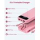 thumbnail image 2 of Power Bank aonidi 12000 mAh rosa con cables integrados, 2 of 9