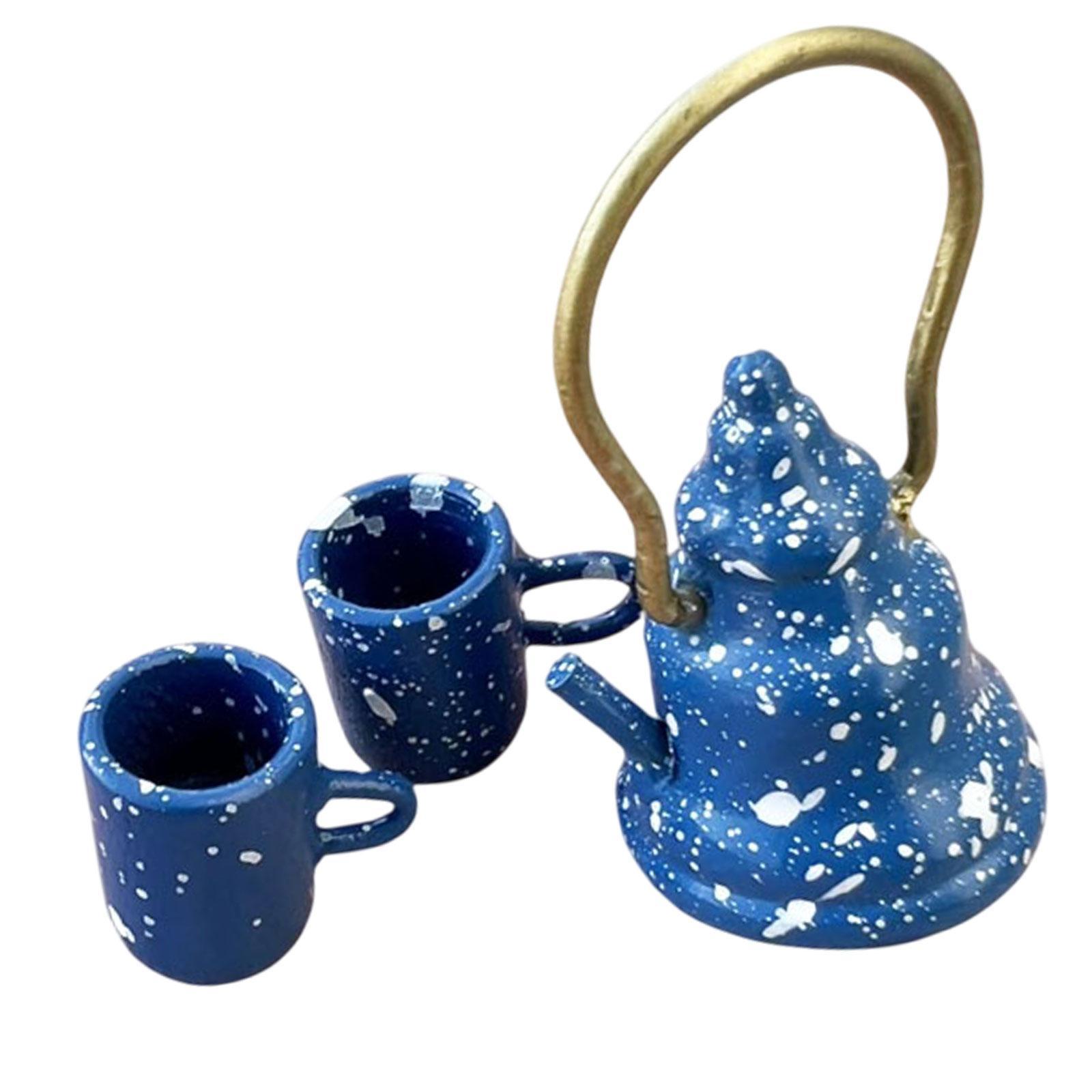 Bothyi - Juego De Taza De Té Para Casa De Muñecas A Escala 1:12 Con Tetera Para Cocina, Casa De Muñecas Con Micropaisaje