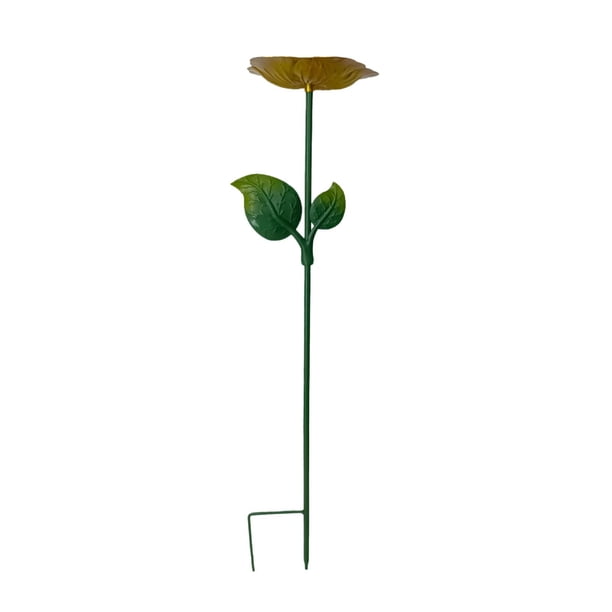 Comedero para Pájaros Baño de Pájaro Bowl Ornamental Estaca Hierro Diseño para Exteriores Decoración de Patio Adecuado para Jardín Patio Balcón Céspe Amarillo