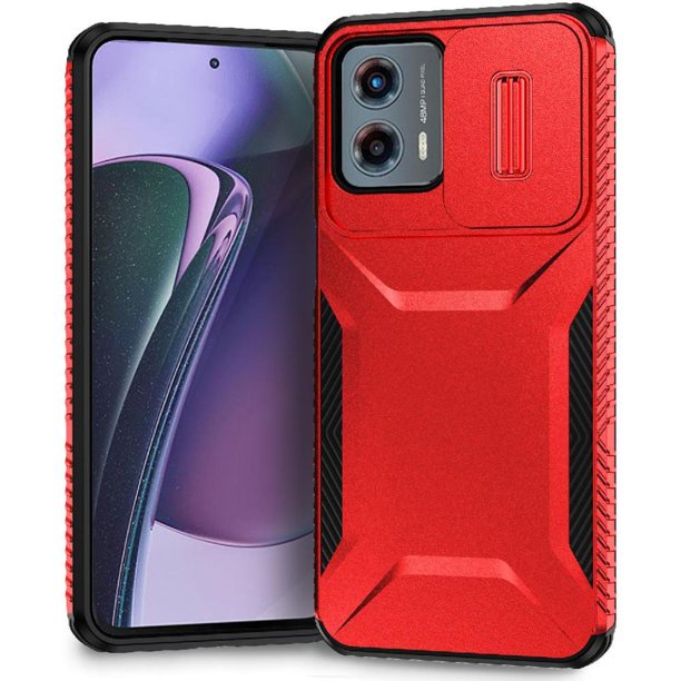 Funda Resistente para Motorola Moto G 5G 2023 con Tapa Deslizante y Protección Militar Rojo