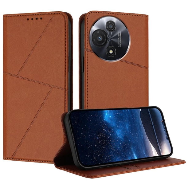 Funda Cartera Magnética para TCL 60R Protección Antichoque con Ranuras Marrón