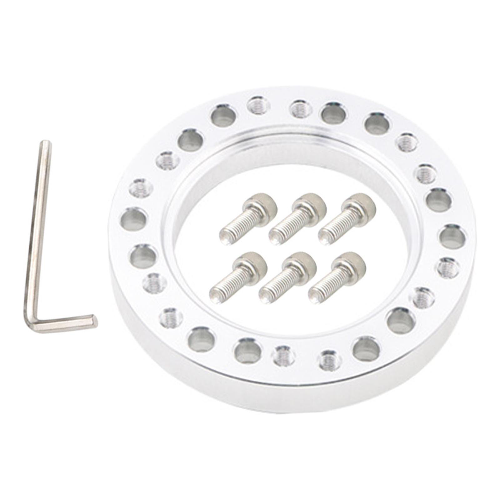 Ioensy - Adaptador De Cubo De Volante De Coche Almohadilla Espaciadora Ruedas Accesorios Piezas Plata