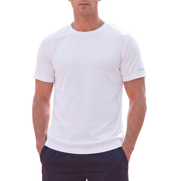 INSPIRE CHIC Camisetas Deportivas para Hombre de Entrenamiento de Manga Corta de Secado Rápido Gimnasio M Blanco