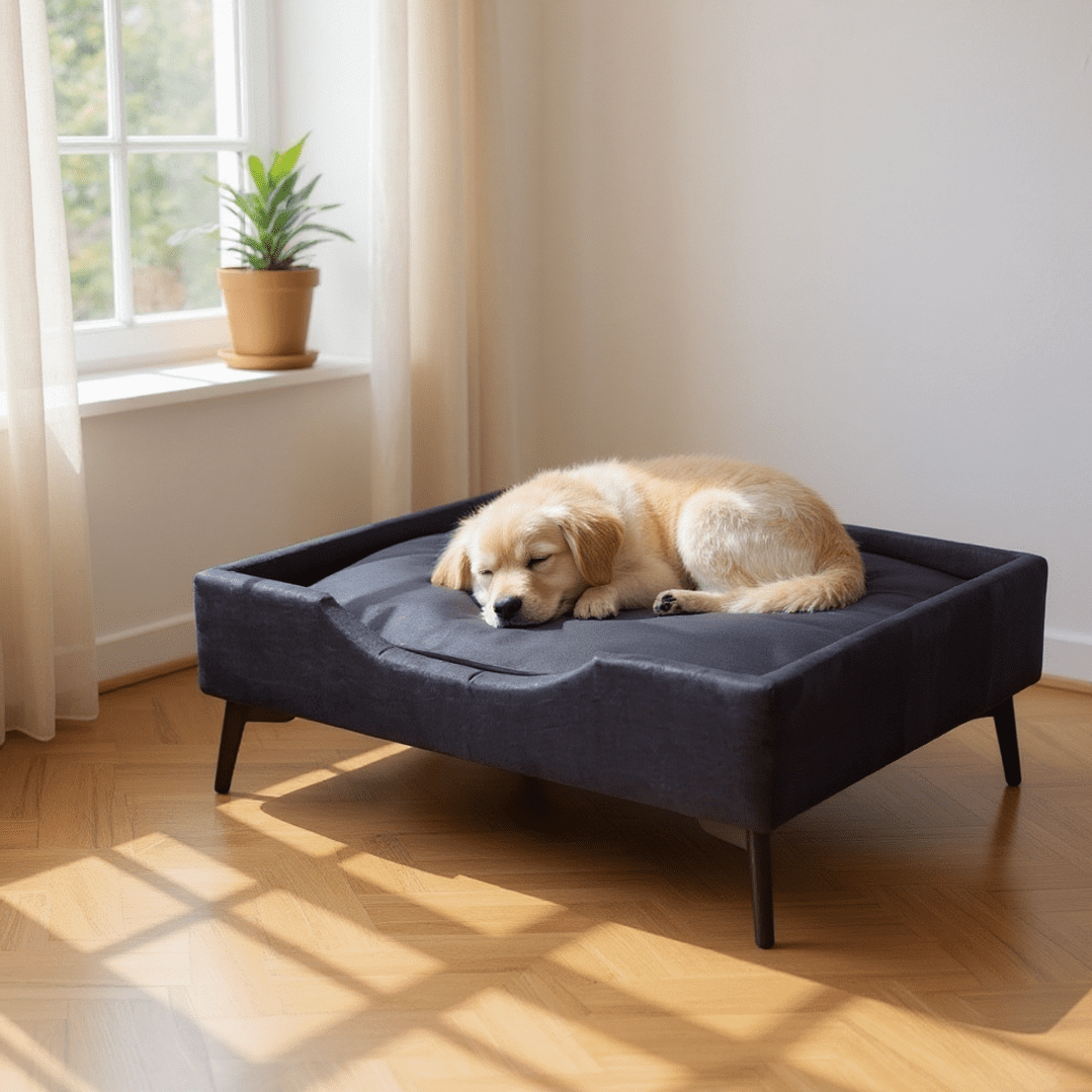 Bloccare - Cama De Mascotas - Talla L Extra (90x70 Cm) / Pata Metalica 12 Cm (negro)