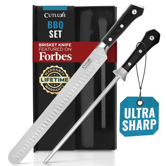 Set de Cuchillos para BBQ Cutluxe 30 cm Brisket y Barra de Afilado 25 cm