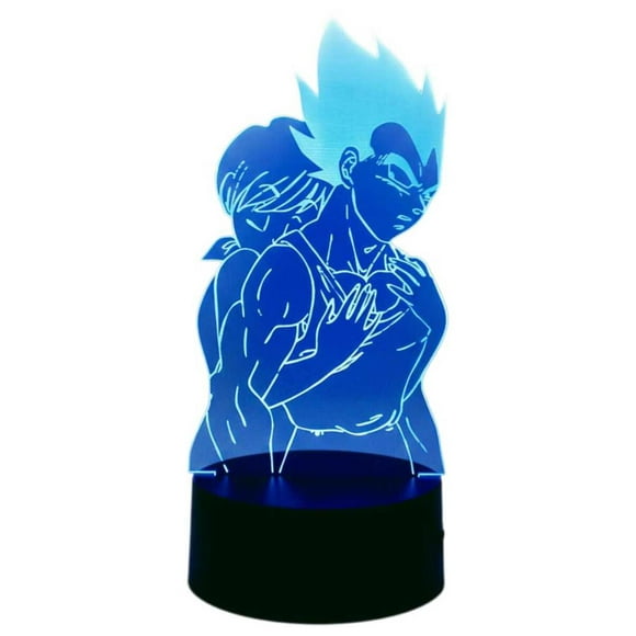 Lampara Ilusion 3D Vegeta y Bulma de 7 colores, Base touch
