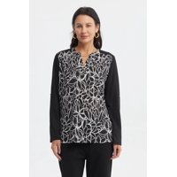 Fashionspark - Polera Mujer Cuello Abotonado Negro / Blanco