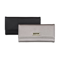 Kenneth Cole - Pack 2 Billeteras De Mujer Fidelia Negro Y Gris